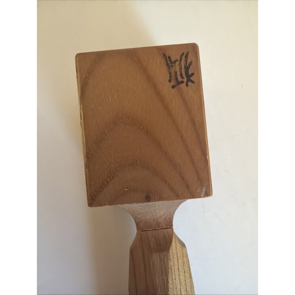 Japanese Handcrafted wooden mallet with carved handle and diamond cutout head. - Picture 5 of 11